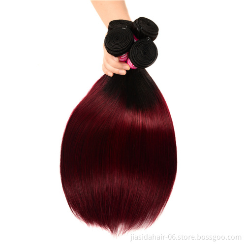 Braid Bundles Raw Unprocessed Brazilian Hair Ombre Dark Wine Red Color T1B 99J Straight Human Hair Weave